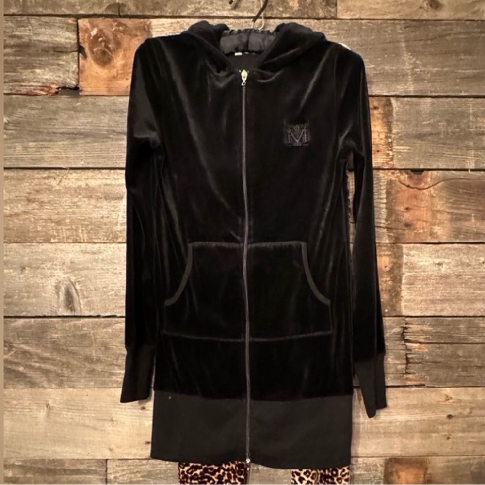 MOB WIFE Black Velour Hoodie size small